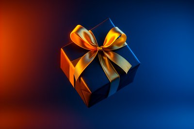Elegant Dark Blue Gift Box with Gold Ribbon