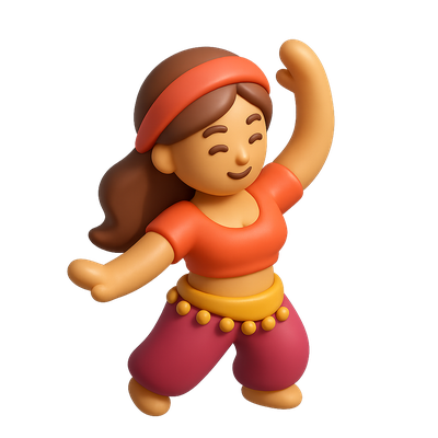 Colorful 3D Belly Dance Icon in Playful Style
