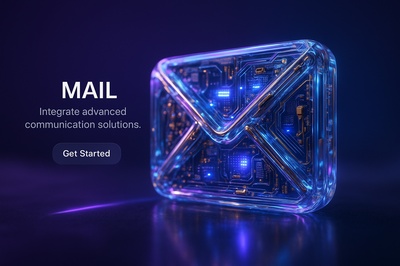 Hyperrealistic 3D Mail Concept with Glowing LED and Glass Elements