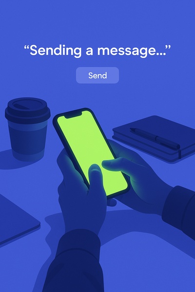 Glowing Phone Interaction in a Vibrant Blue Setting