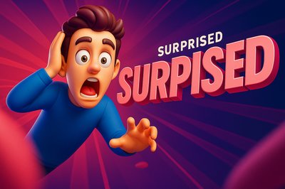 Dynamic Illustration of Surprise with Bold Text Elements