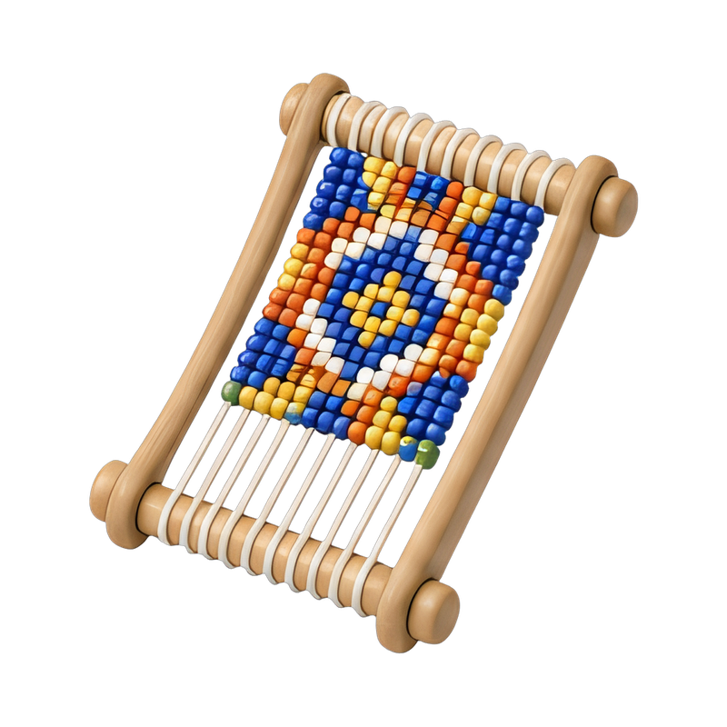 colorful beadwork on a loom