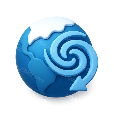 Stylized Earth with Swirling Arrow Design