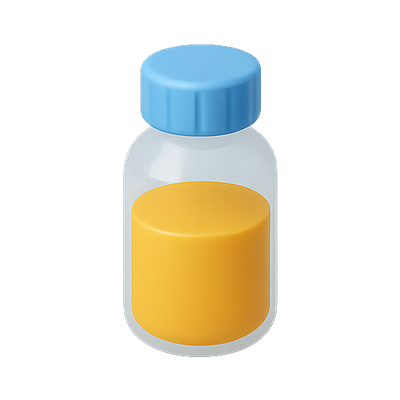 Realistic Glass Bottle with Yellow Content