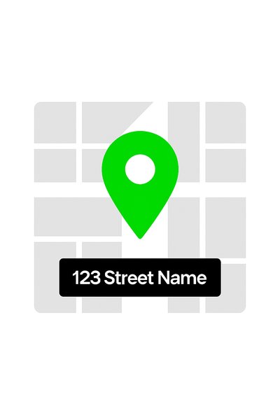 Map Location Graphic with Pointer and Address