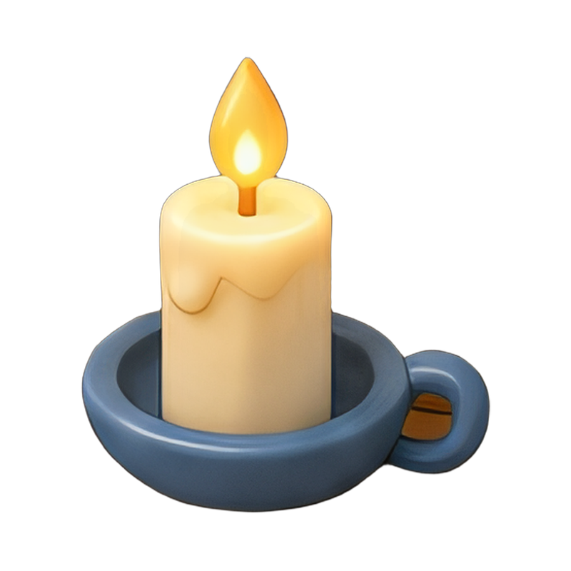 candle glowing on windowsill