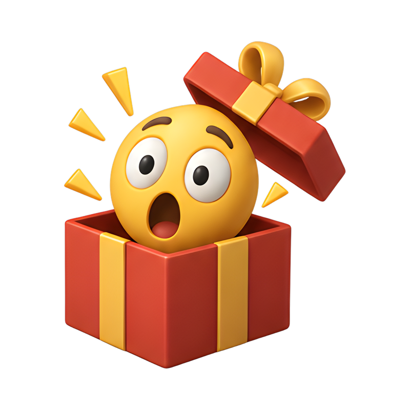 surprised smiley from gift box