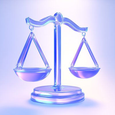 Stylized Illustration of a Transparent Scales of Justice