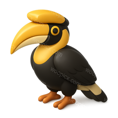 Stylized Cartoon Hornbill Bird Illustration