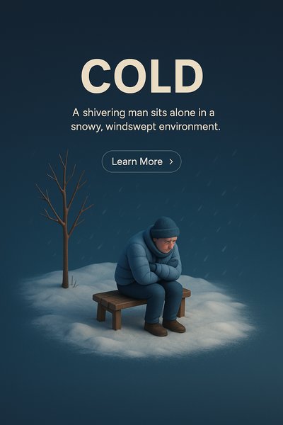 Realistic 3D Scene Depicting Cold Environment with Isolated Figure