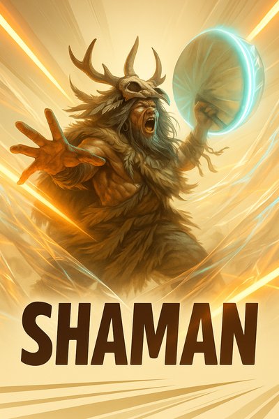 Dynamic Shaman with Neon Effects in Action