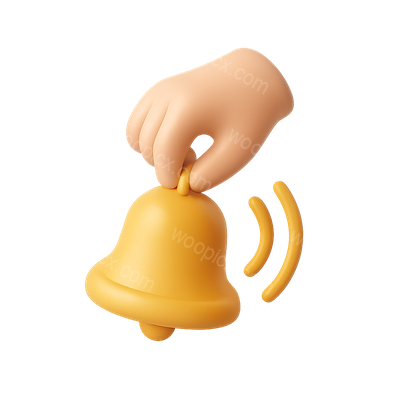 3D Hand Ringing a Bell Icon with Vibrant Colors
