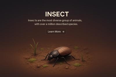 Detailed 3D Insect Scene with Text and Button