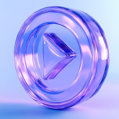 Translucent Play Button Icon with Modern Aesthetics
