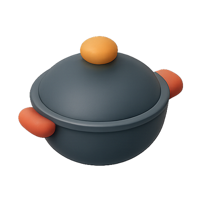 Stylized Cooking Pot with Vibrant Colors