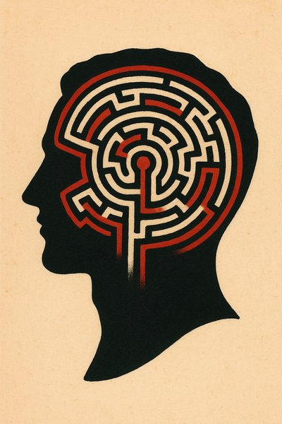 Tattoo Design Featuring a Silhouette and Maze Pattern