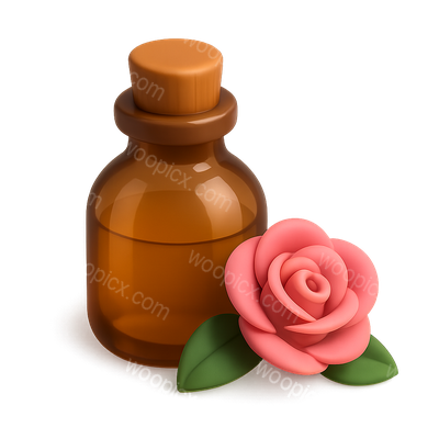 Stylish 3D Icon of a Perfume Bottle with a Rose