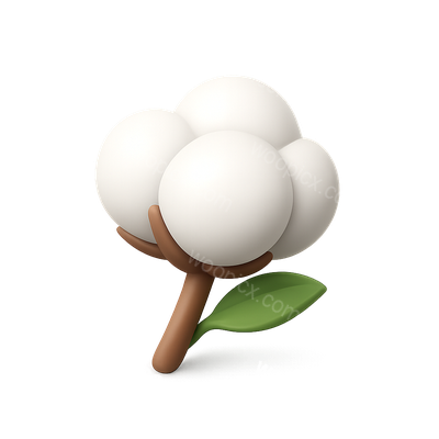 3D Cotton Field Icon with Isometric Design