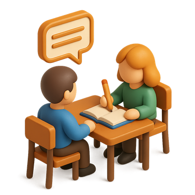 3D Icon of One-on-One Tutoring Session in Isometric View