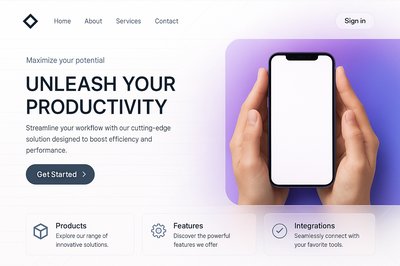 Futuristic Phone Landing Page Design with Dynamic Elements
