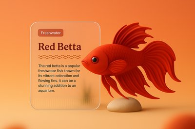 3D Illustration of Red Betta Fish with Information Block