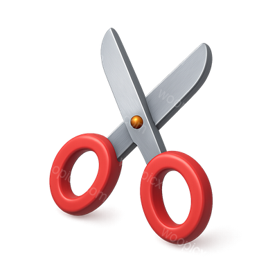 Stylish 3D Scissors Icon with Red Handles