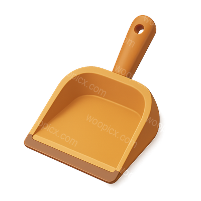 Stylish 3D Dustpan Icon with Volumetric Design