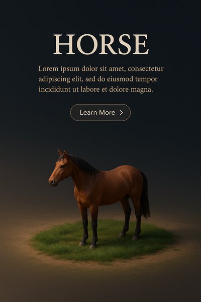 Realistic 3D Horse Scene with Text and Button