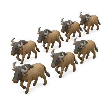 3D Icon of Wildebeest Migration in Isometric Style