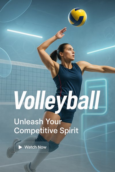 Dynamic Volleyball Action Promotional Graphic