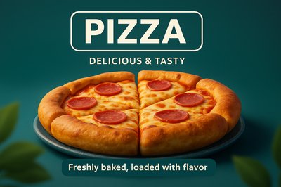 Stylish 3D Pizza Illustration with Bold Text