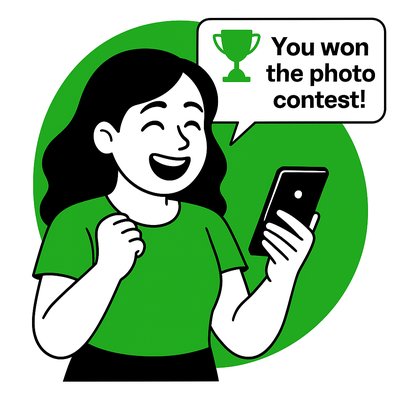 Illustration of a Happy Winner Celebrating a Contest Victory