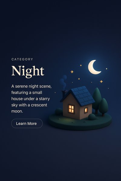 Serene Night Scene with House Under Starry Sky