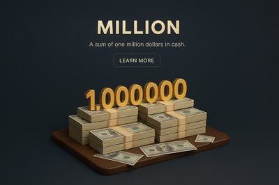 Realistic 3D Scene Depicting One Million Dollars in Cash