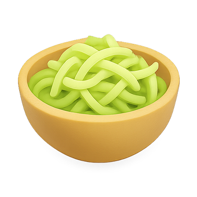 Colorful 3D Render of Noodles in a Bowl