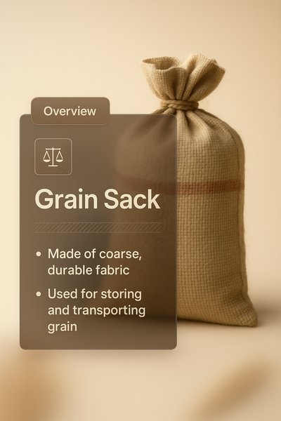 Stylish Grain Sack with Informative Overlay Design