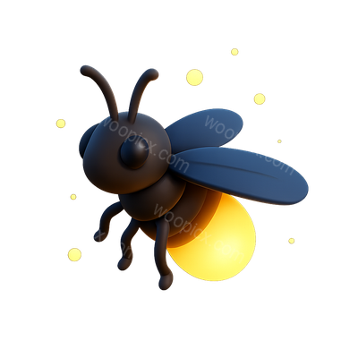 Stylized 3D Bee Illustration with Glow Effects