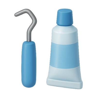 Illustration of Dental Tools: Toothbrush and Toothpaste