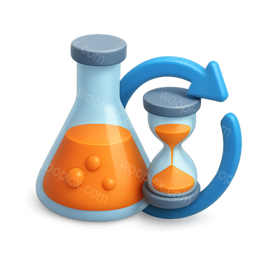 3D Icon of Laboratory Flask and Hourglass for Science Themes