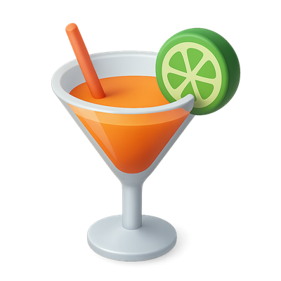 Stylish 3D Cocktail Icon with Lime Garnish