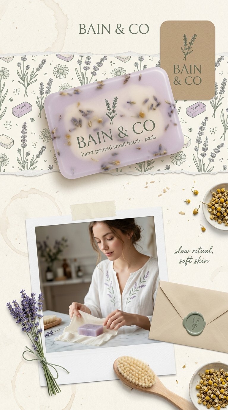 Elegant soap moodboard design