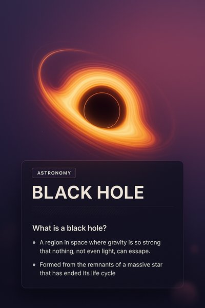 Stunning 3D Illustration of a Black Hole with Informative Overlay
