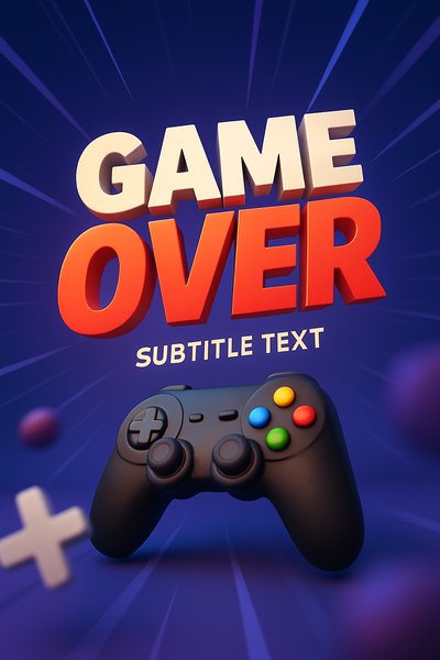 3D Game Over Graphic with Controller Design