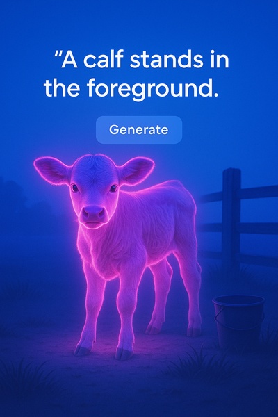 Neon Pink Calf Glow in a Blue Background