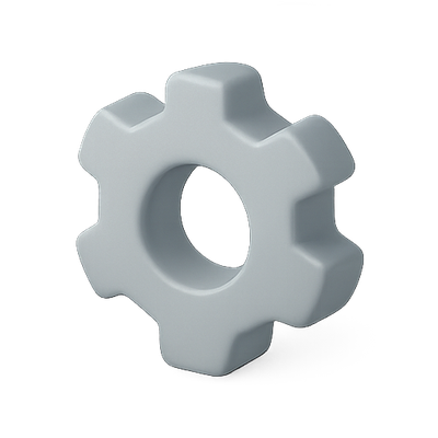 3D Gray Gear Icon with Smooth Finish