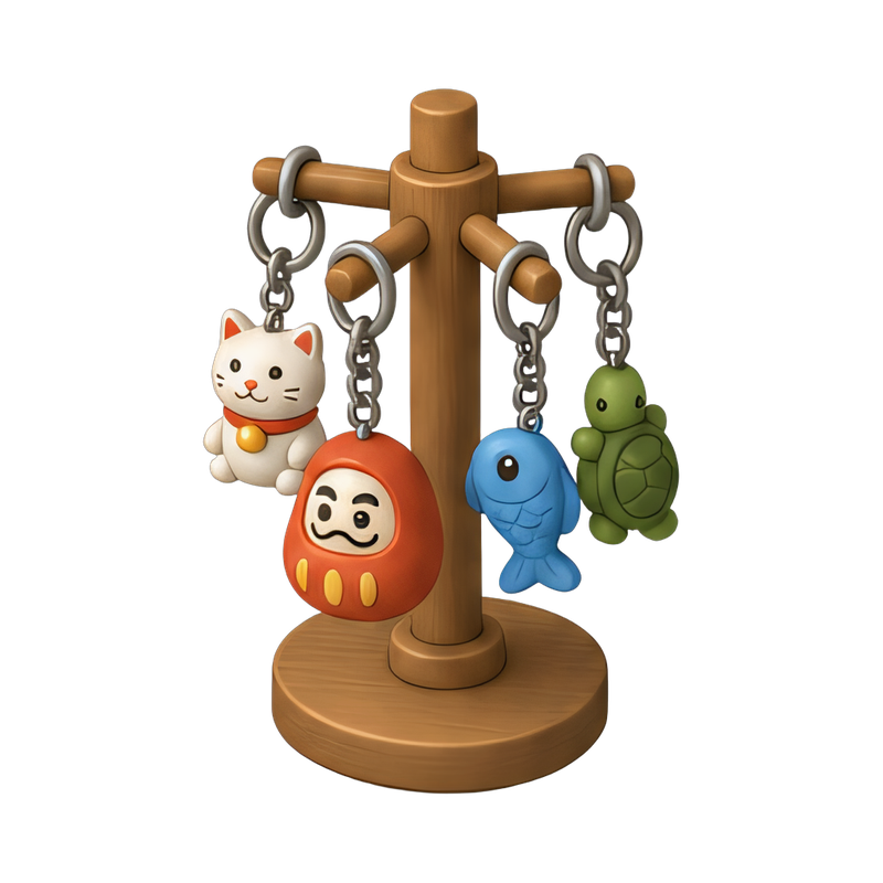 colorful souvenir keychain rack