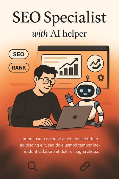 Professional SEO Specialist with AI Assistant Illustration
