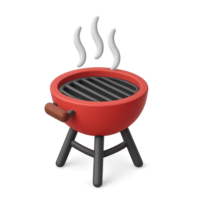 Stylish 3D Grilling Icon with Steam Effects