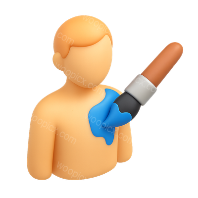 3D Icon of Body Paint Application on Figure
