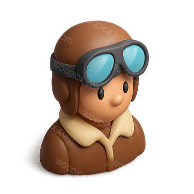 Stylized 3D Aviator Icon with Isometric Design